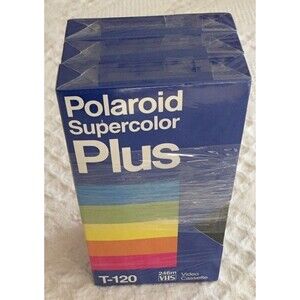 Polaroid Supercolor Plus T-120 Blank Recordable VHS Tapes NEW SEALED Lot of 3